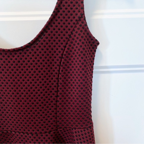 F21 Size S Maroon Red Spotted Skater Dress - Picture 2 of 9
